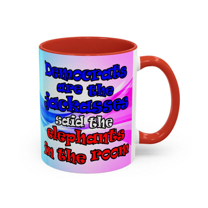 donkeys and elephants - Accent Mug (light blue-pink wave)