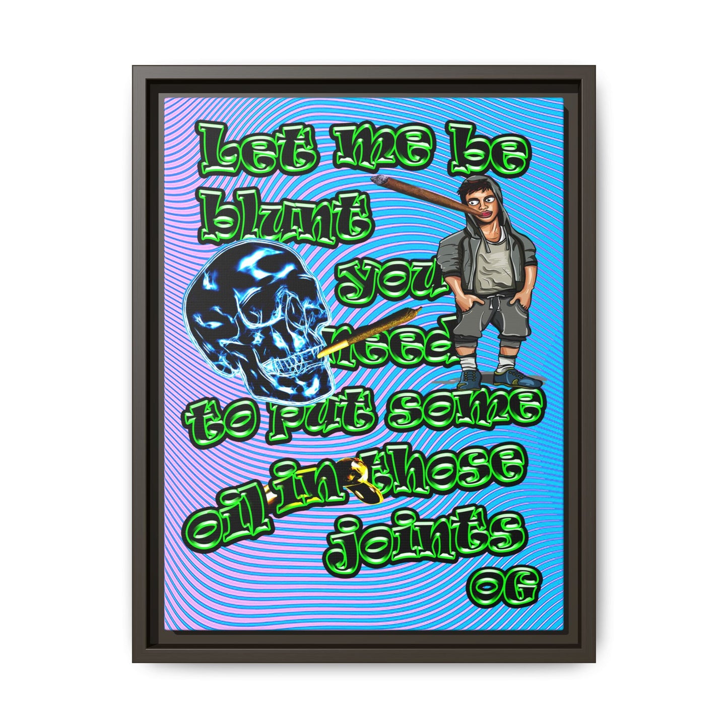 og - framed canvas art (light blue-purple wave)