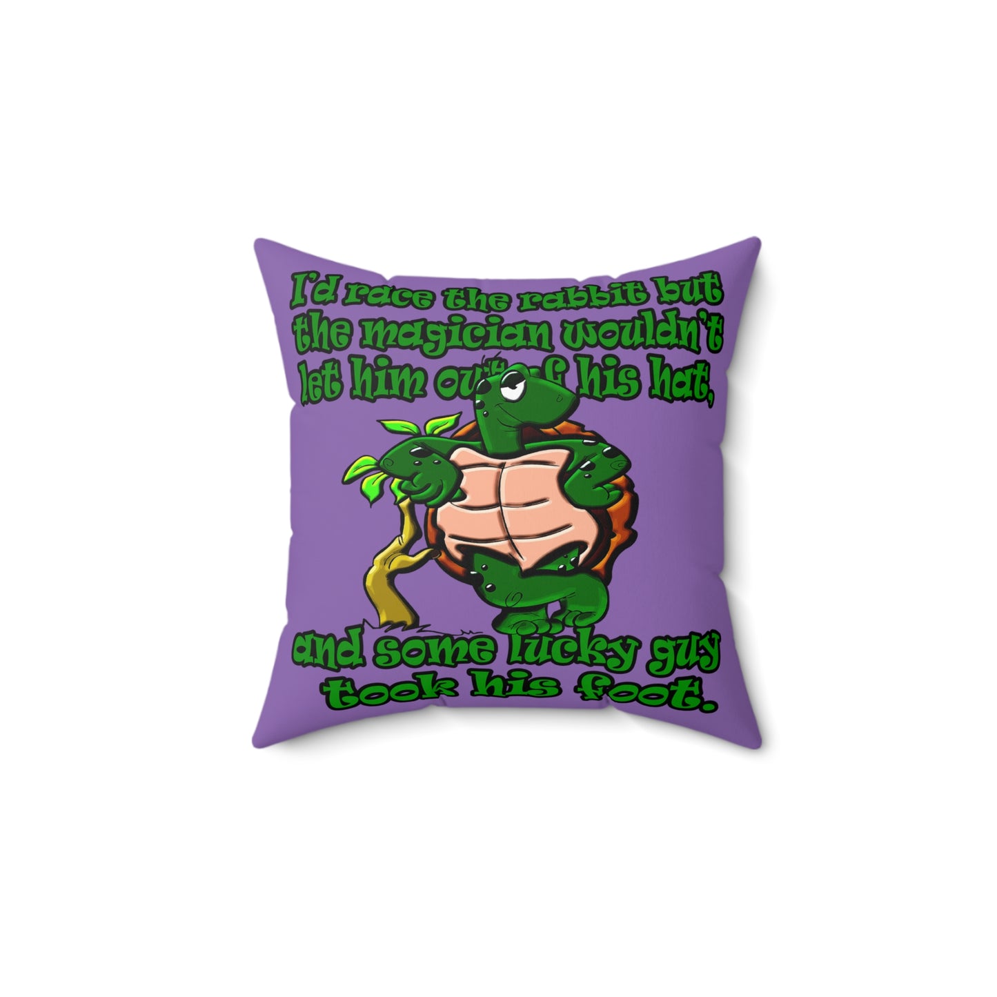 turtle race - Spun Polyester Square Pillow - (light purple)
