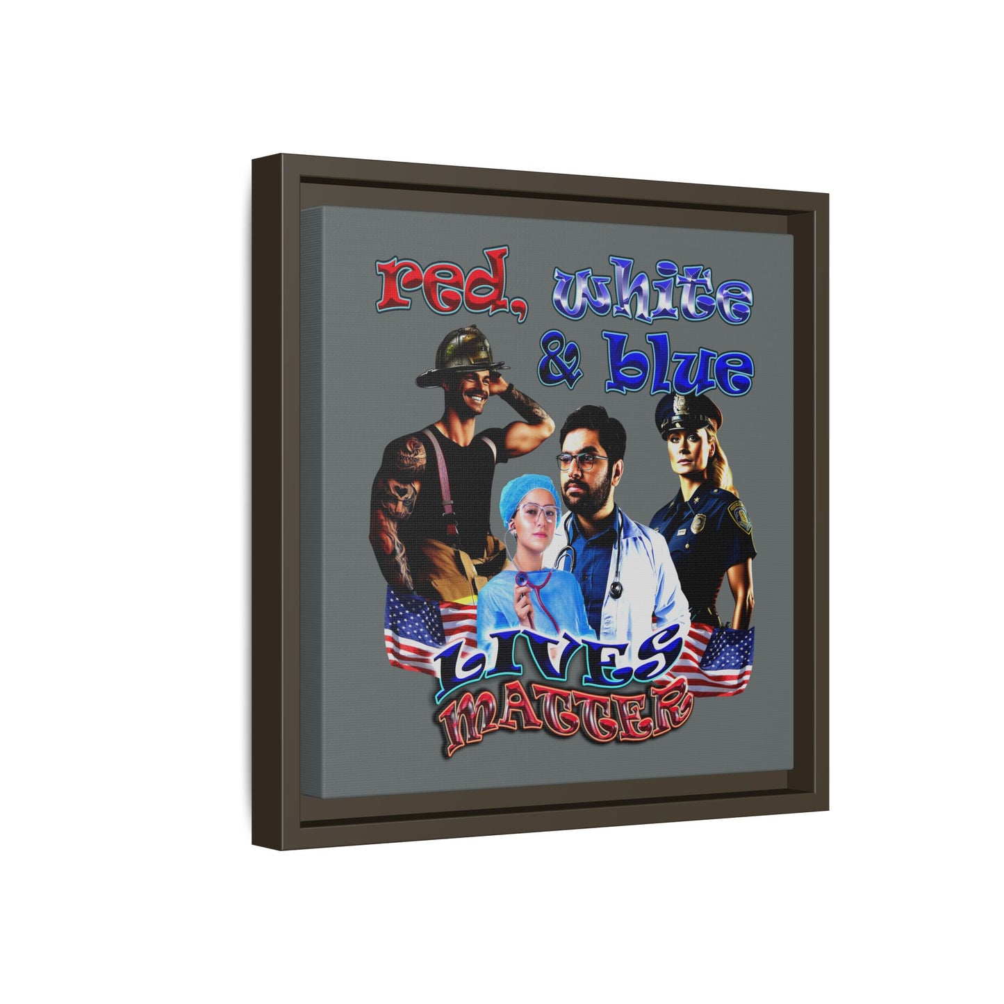 rw&b lives matter - framed canvas art (dark grey)