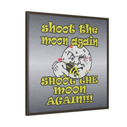shoot the moon again - framed canvas art (brushed nickel)