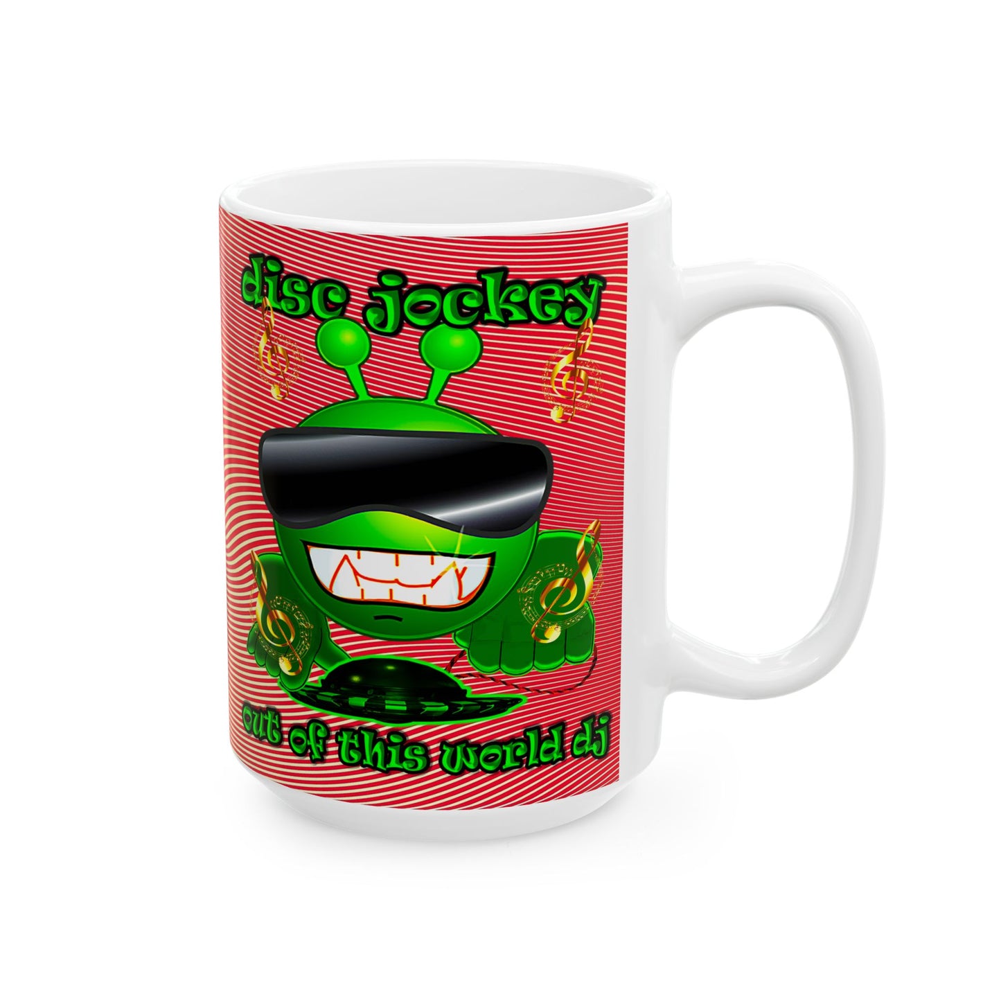 disc jockey - White Mug (yellow-orange wave)