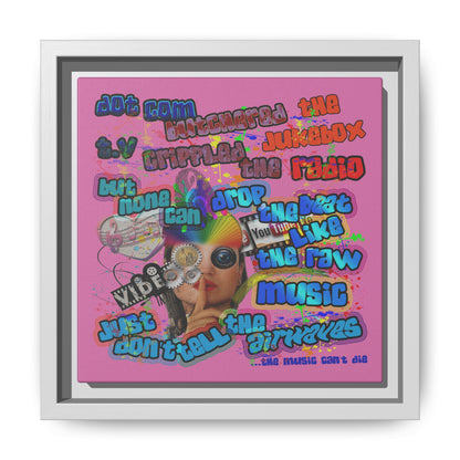 drop the beat - framed canvas art (light pink)