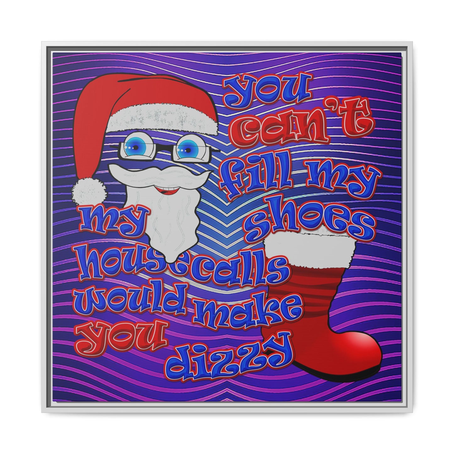 santa's shoes - framed canvas art (purple wave)