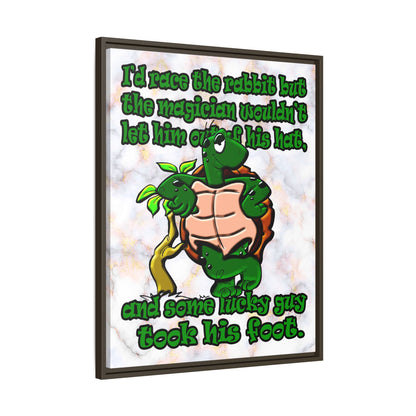 turtle race - framed canvas art (white marble)