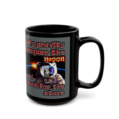 defy conquer reach - Black Mug (dark grey)