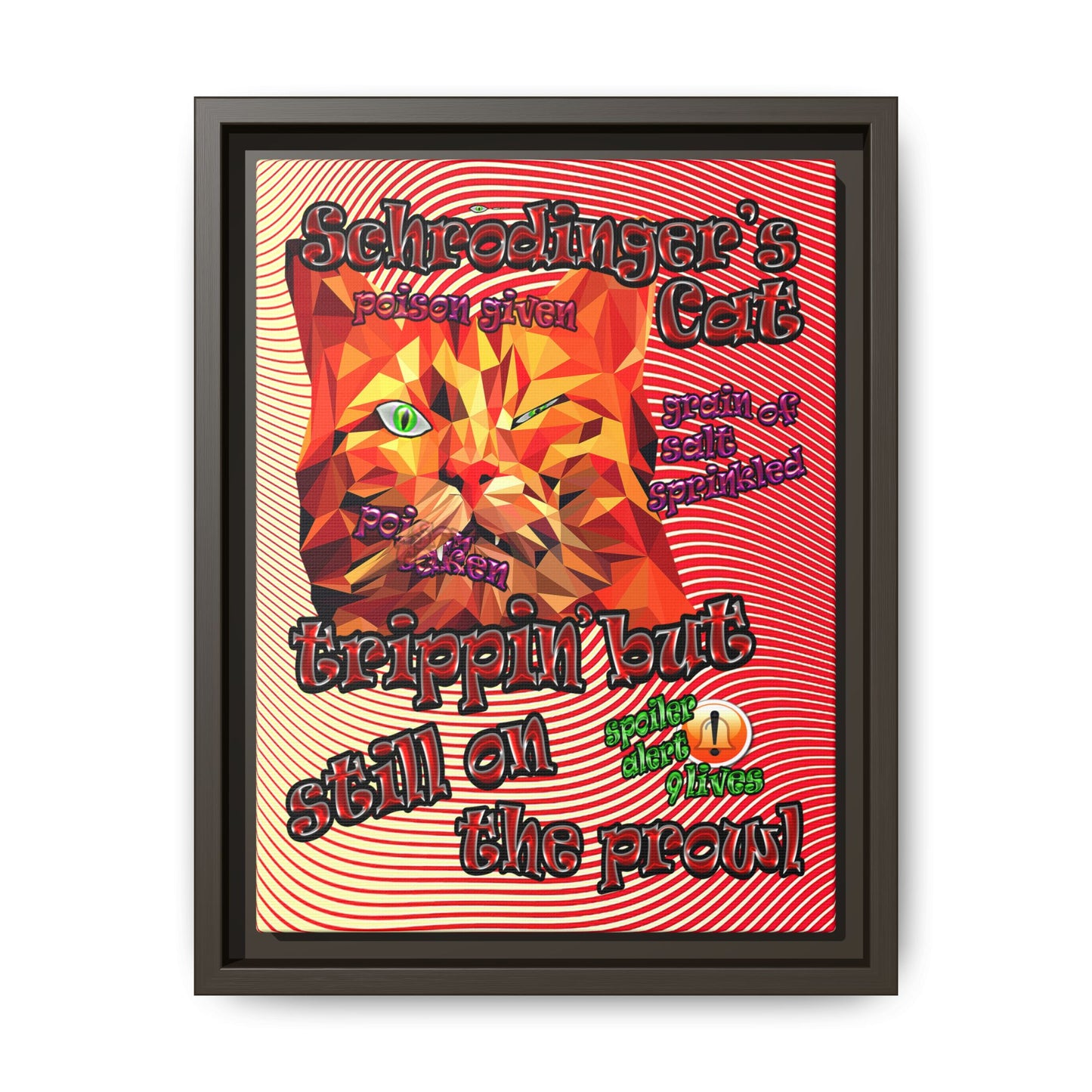 schrodinger's cat - framed canvas art (yellow-orange wave)