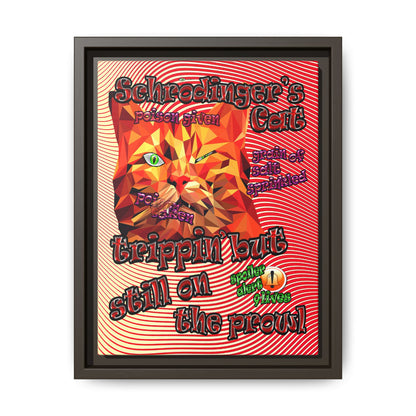 schrodinger's cat - framed canvas art (yellow-orange wave)