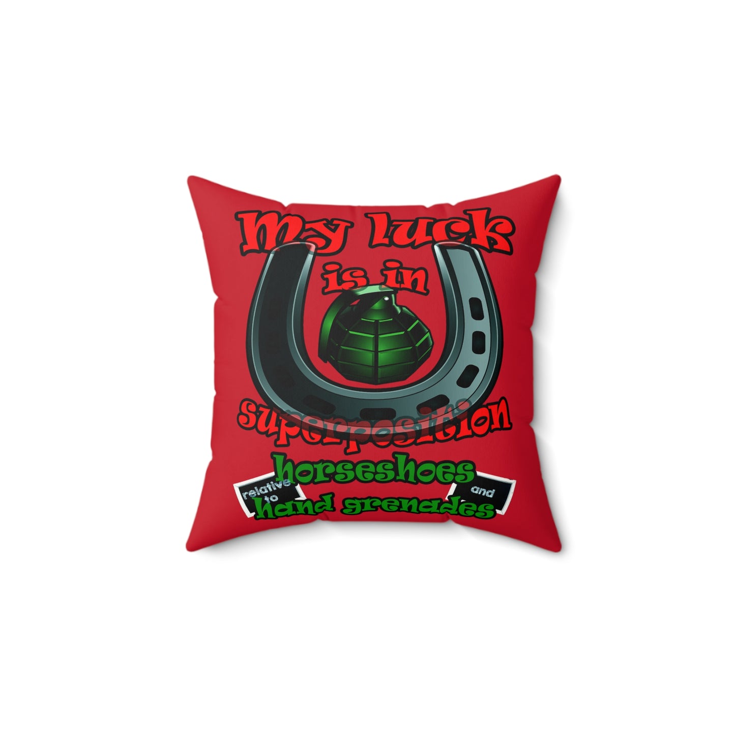 my luck - Faux Suede Square Pillow - (dark red)