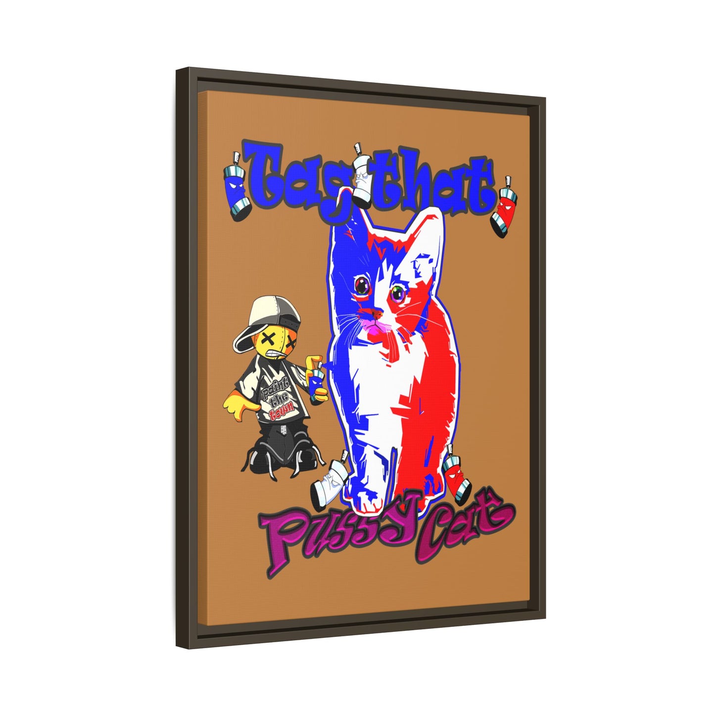 tag that - framed canvas art (light brown)