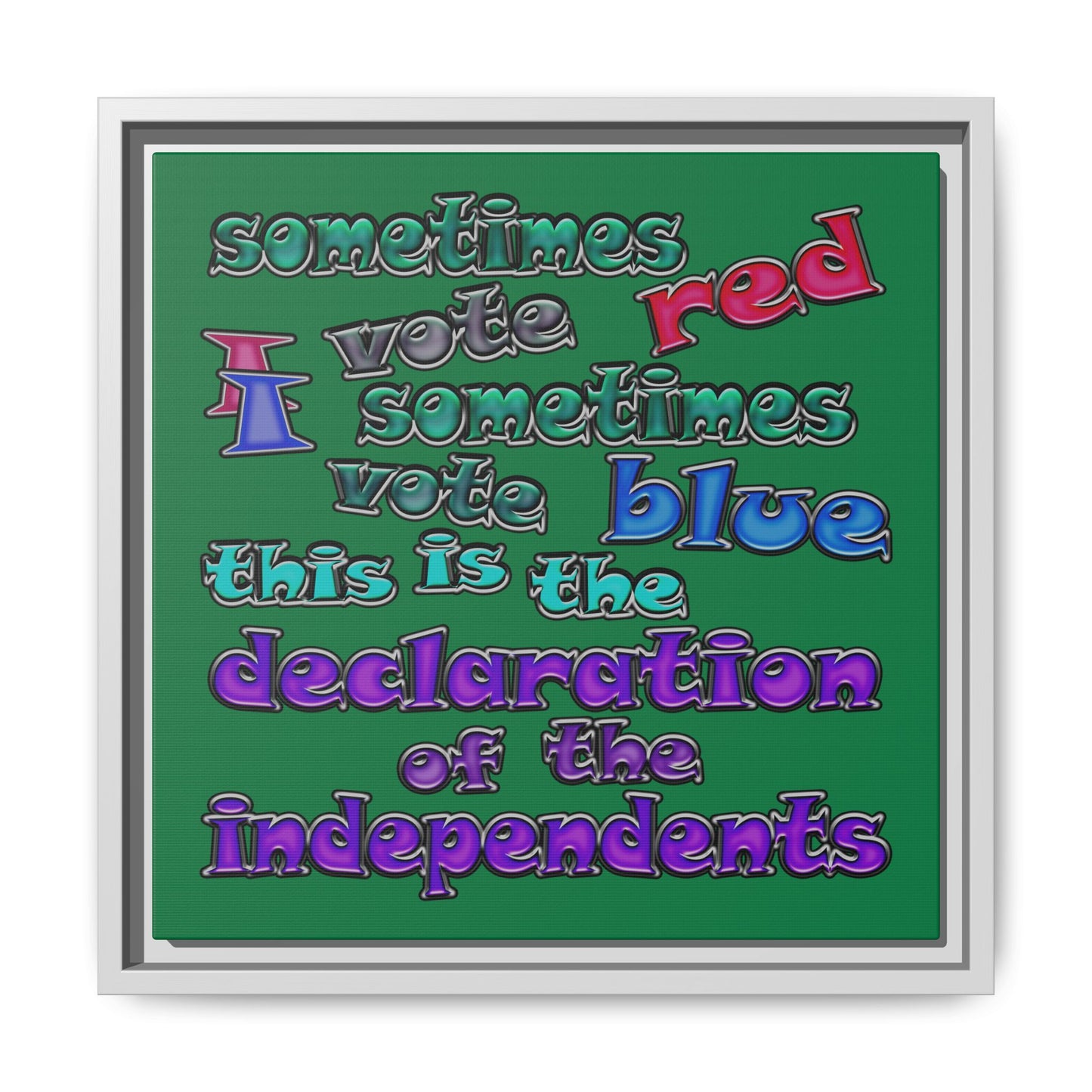 declaration of the independents - framed canvas art (dark green)