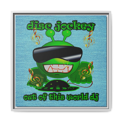 disc jockey - framed canvas art (faded blue)