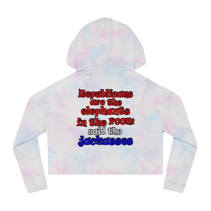 donkeys and elephants - Women’s Cropped Hooded Sweatshirt