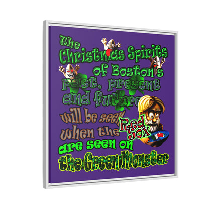 christmas spirits of boston - framed canvas art (purple)