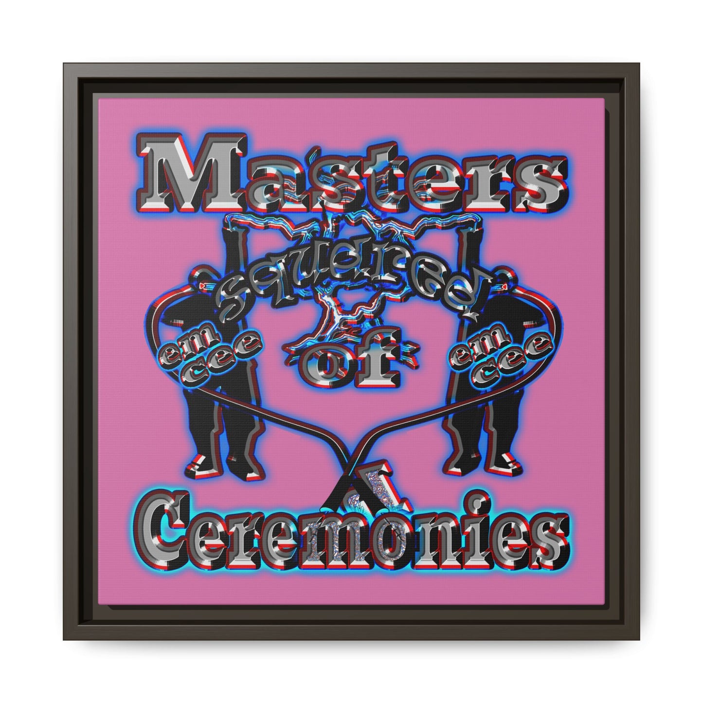 em cee squared - framed canvas art (light pink)