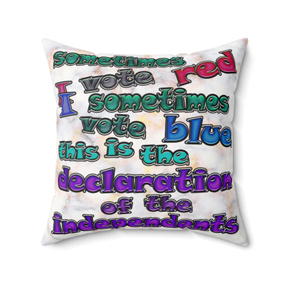 declaration of the independents - Faux Suede Square Pillow - (white marble)