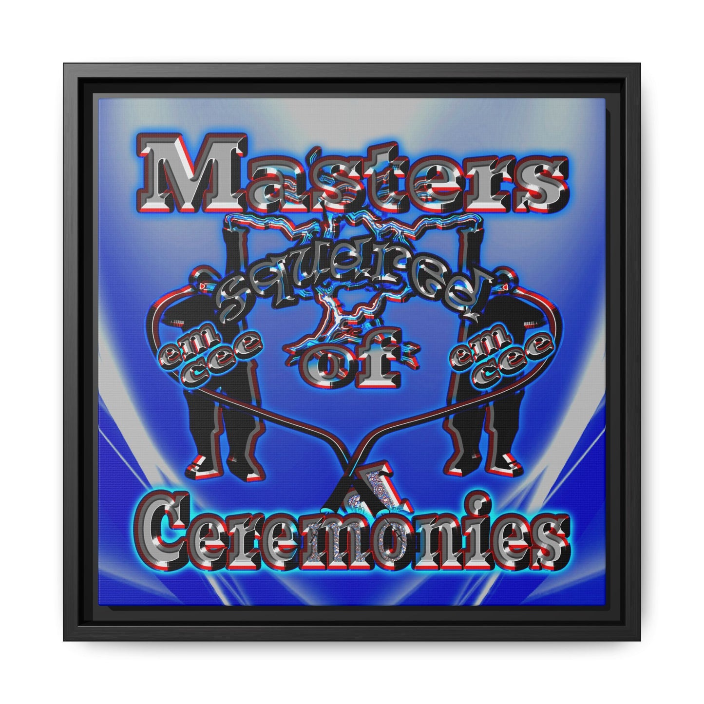 em cee squared - framed canvas art (blue-white wave)