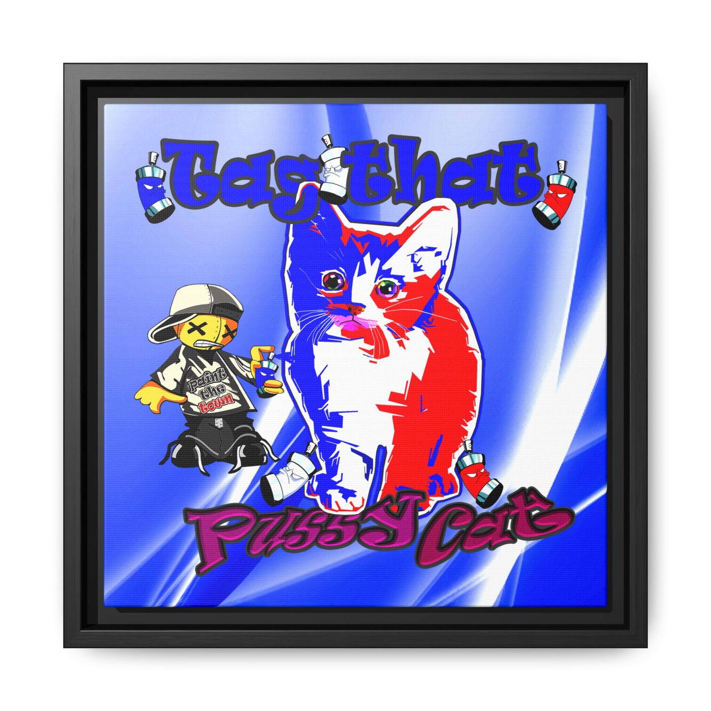 tag that - framed canvas art (blue-white wave)