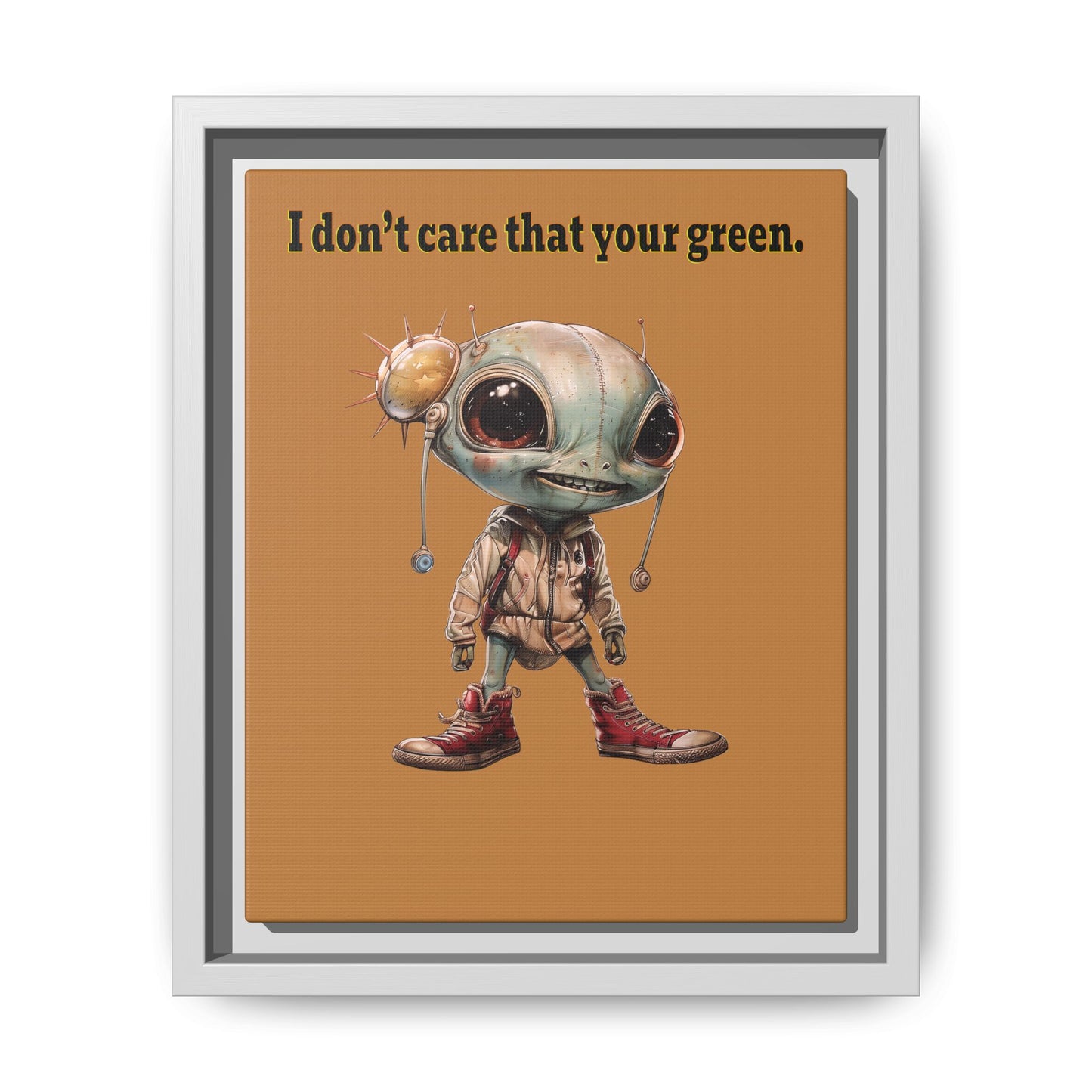 I don't care that your green - framed canvas art (light brown)