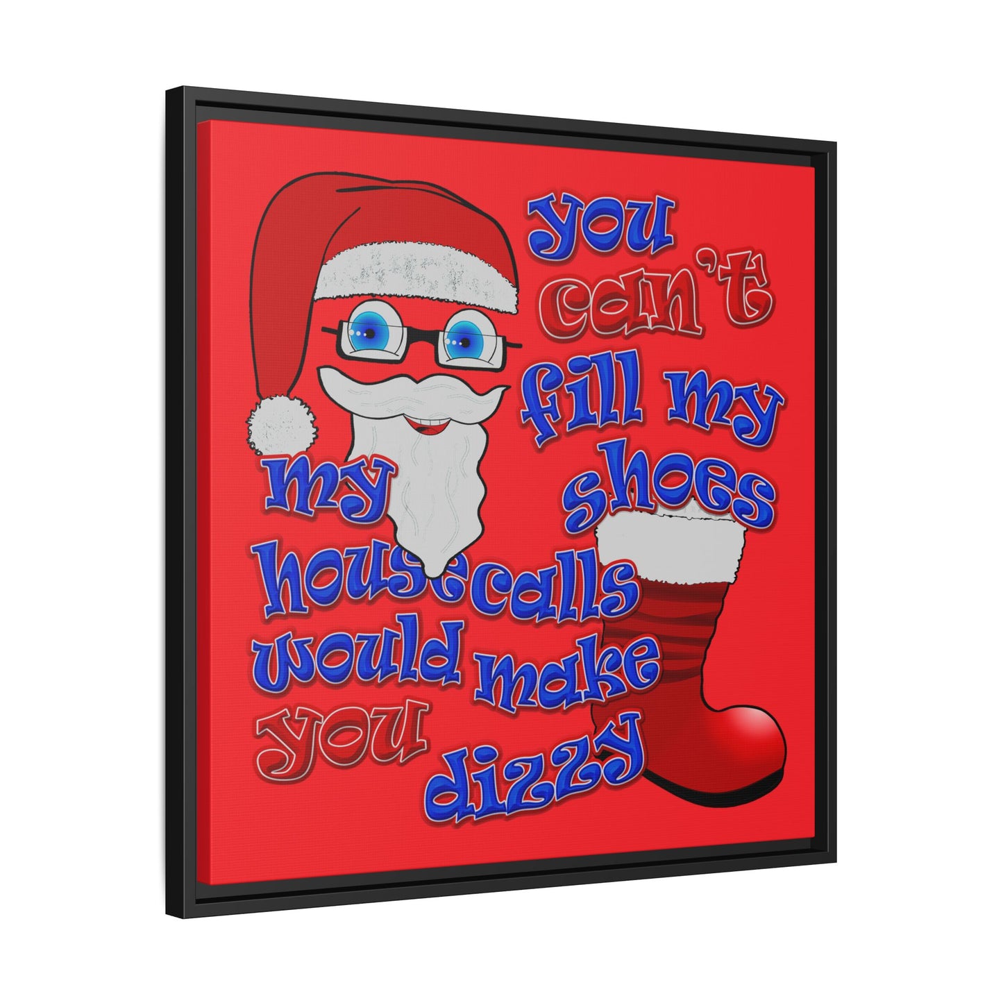 santa's shoes - framed canvas art (red)