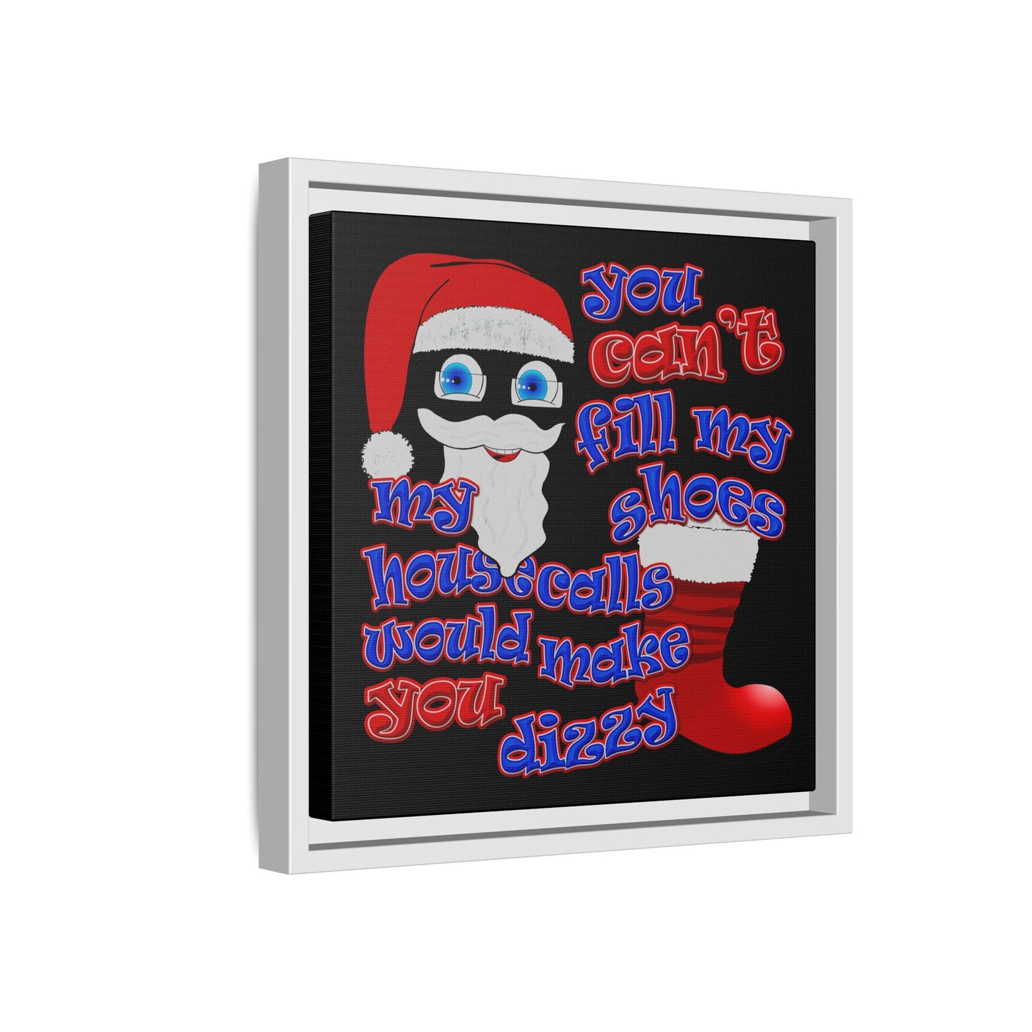 santa's shoes - framed canvas art (black)