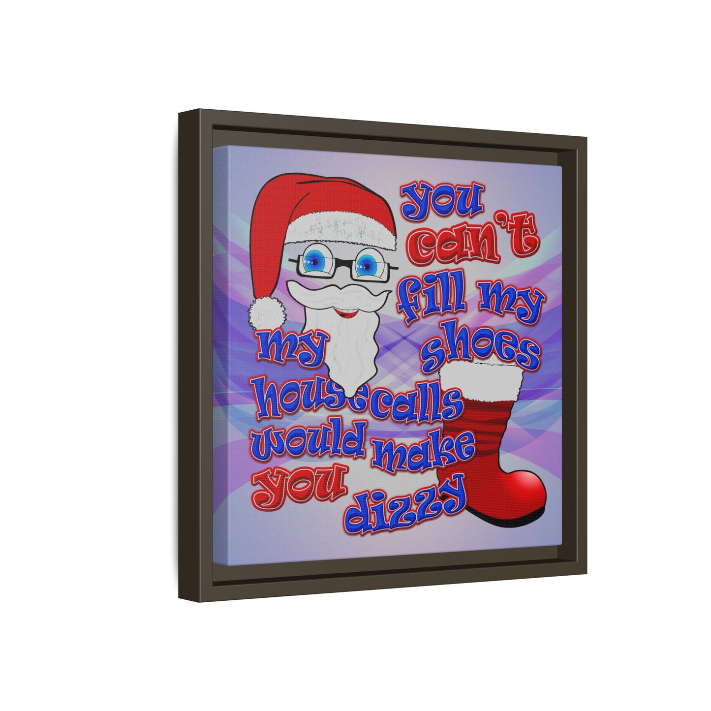 santa's shoes - framed canvas art (light blue-pink wave)