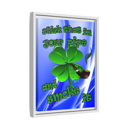 stick that in your pipe and smoke it - framed canvas art (blue-white wave)