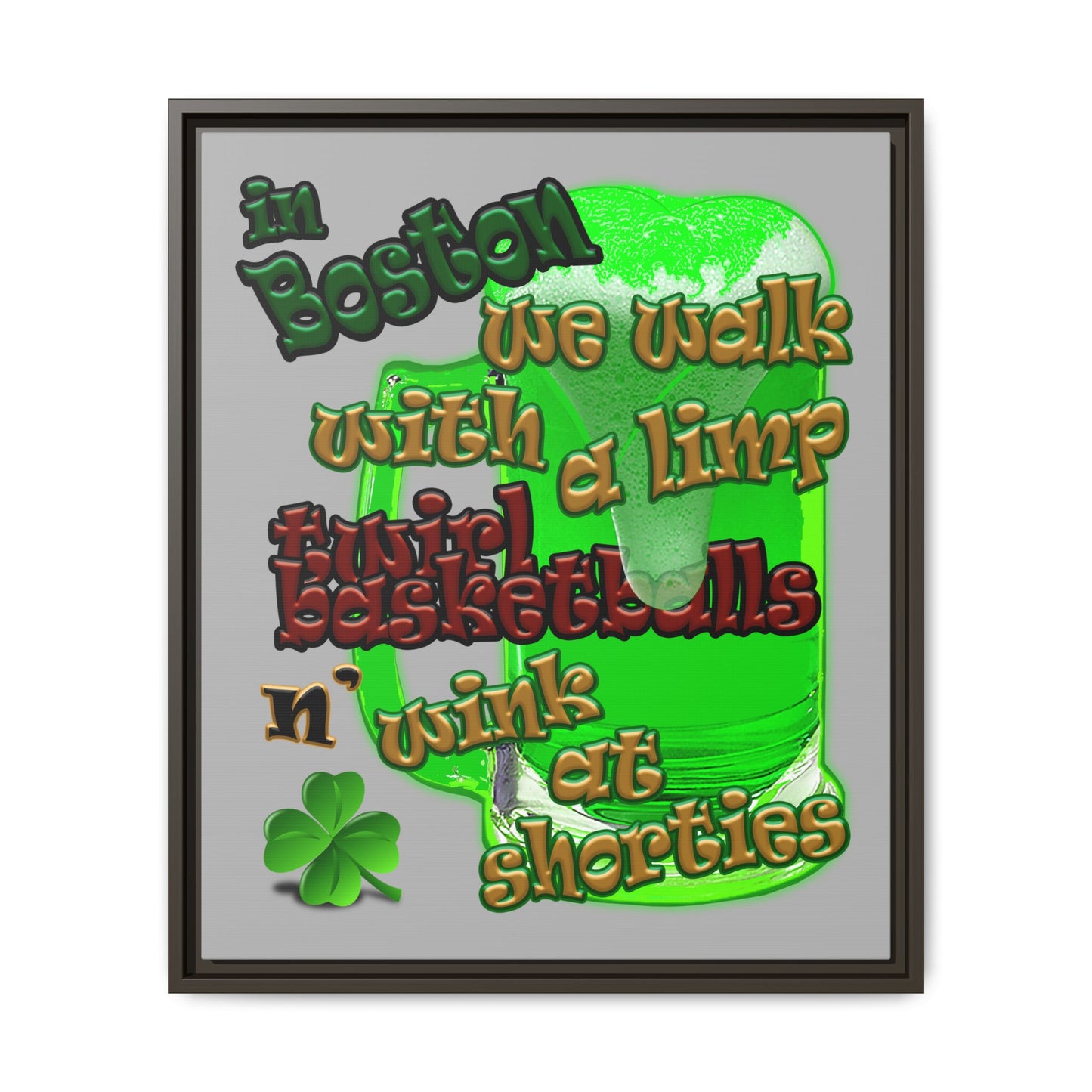 celtics logo - framed canvas art (light grey)