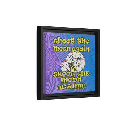 shoot the moon again - framed canvas art (light blue-purple wave)