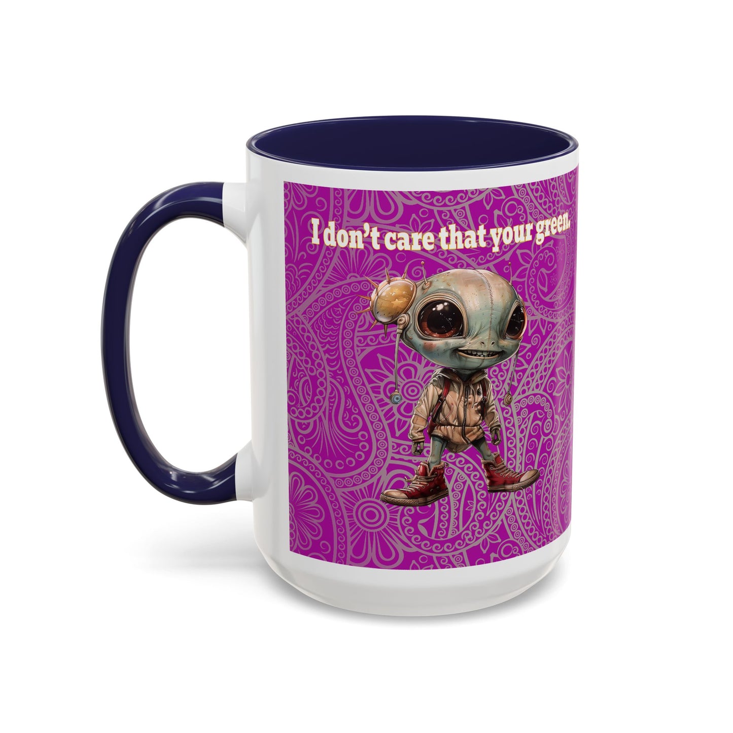 I don't care that your grey - Accent Mug (pink swirl)