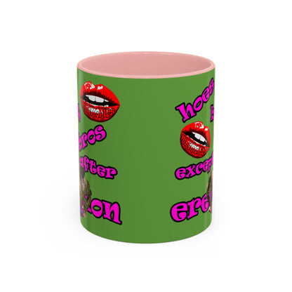 hoes b4 bros - Accent Mug (green)