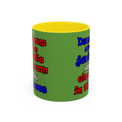 donkeys and elephants - Accent Mug (green)