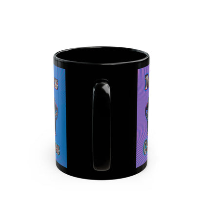 em cee squared - Black Mug (light blue-purple wave)