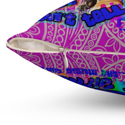 drop the beat - Spun Polyester Square Pillow - (pink swirl)