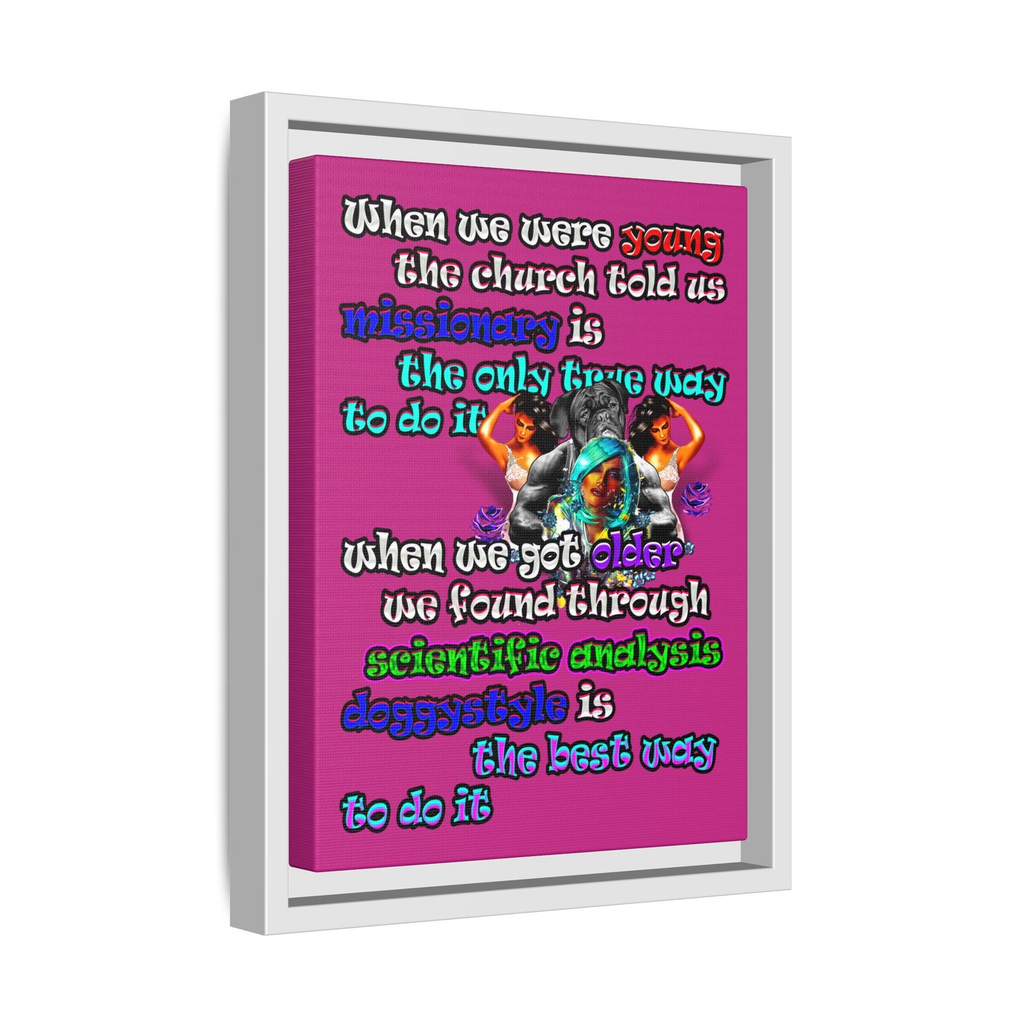 doggystyle - framed canvas art (pink)