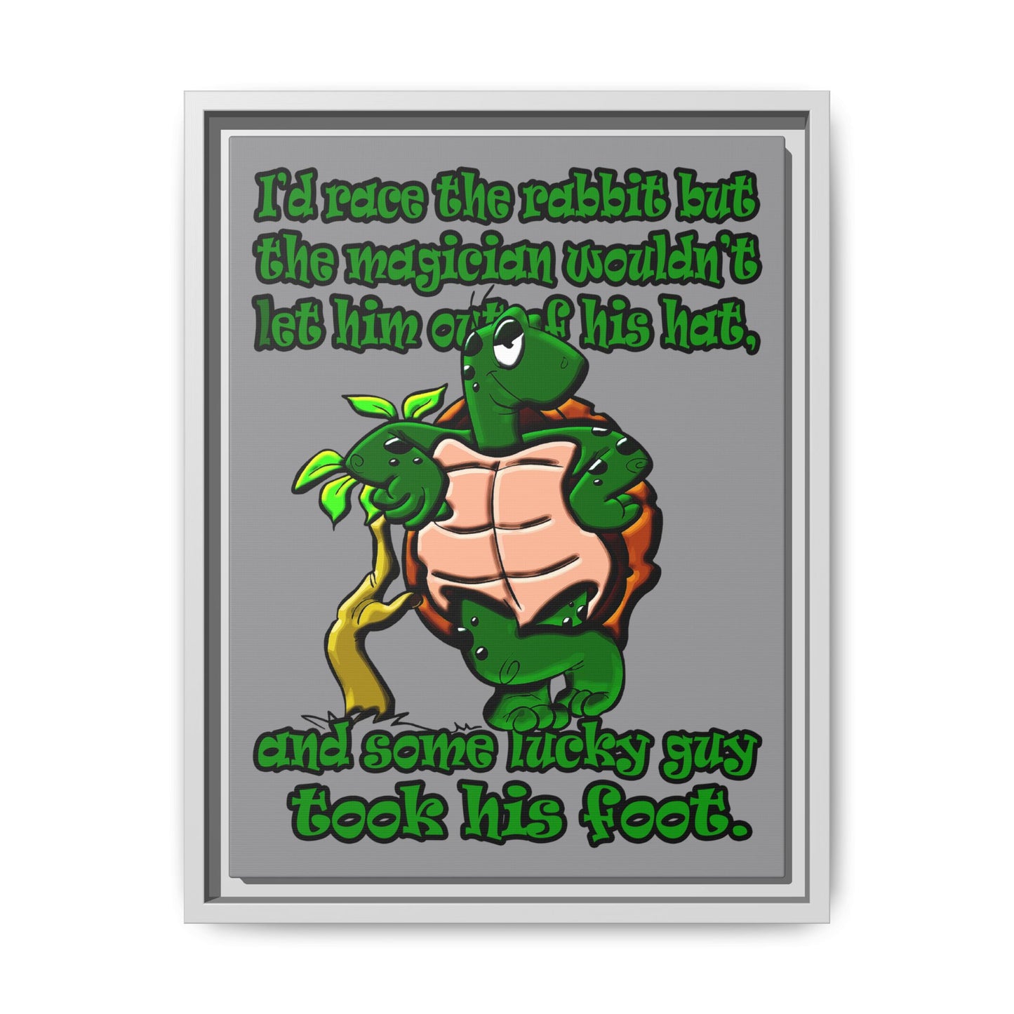 turtle race - framed canvas art (grey)