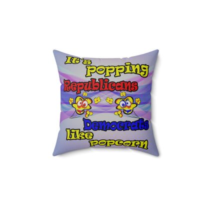 popping like popcorn - Spun Polyester Square Pillow - (light blue-pink wave)