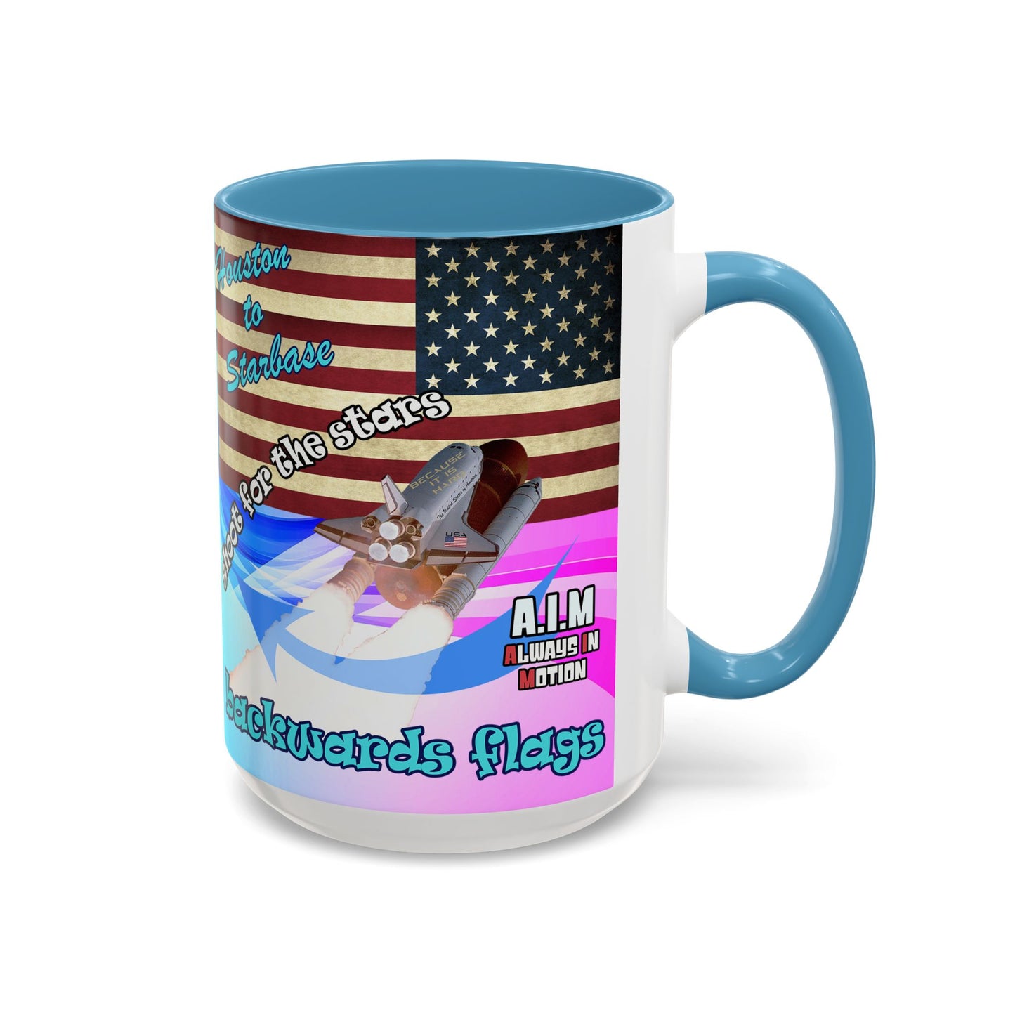 shoot for the stars - Accent Mug (light blue-pink wave)