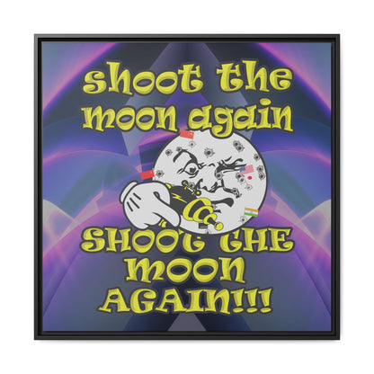 shoot the moon again - framed canvas art (grey-pink wave)