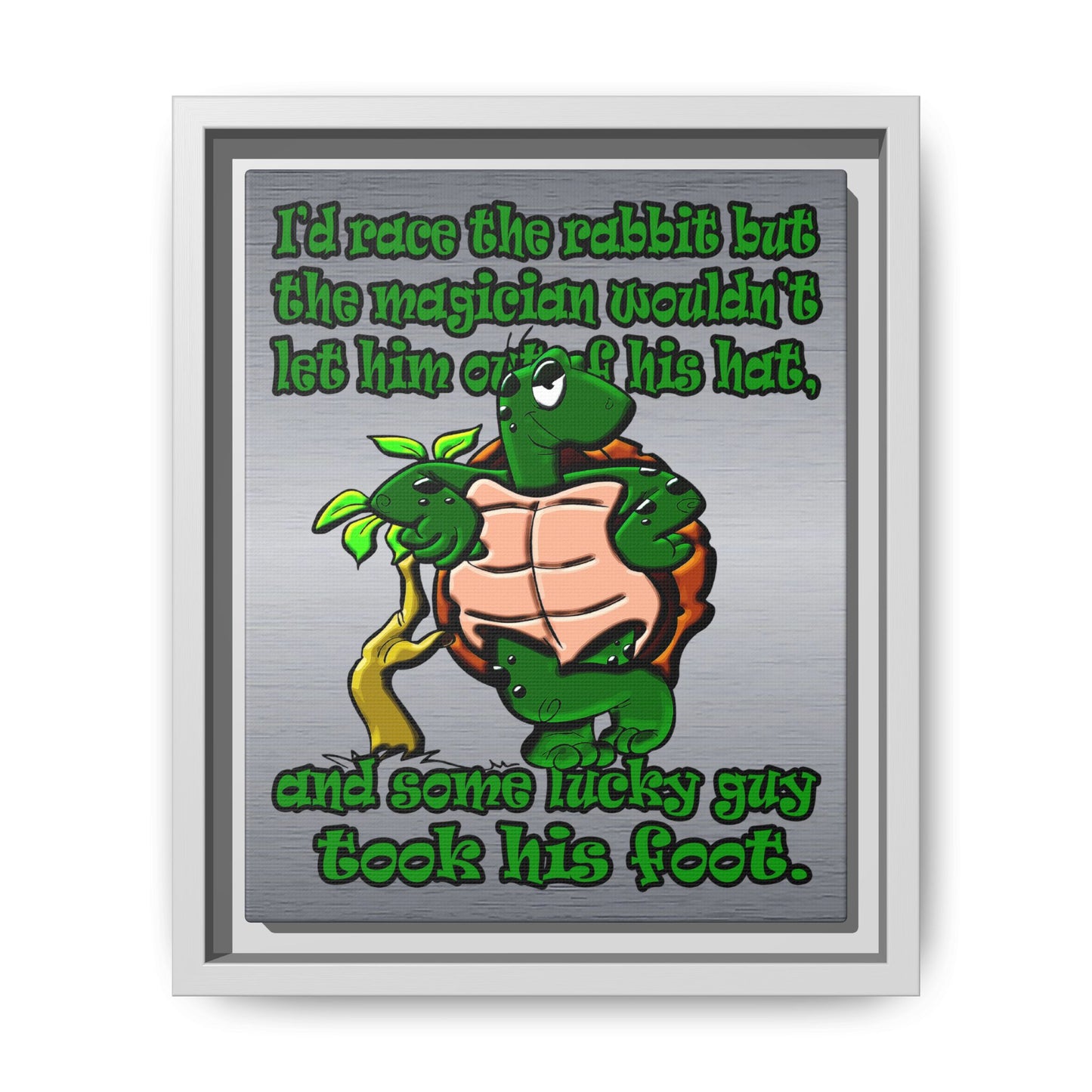 turtle race - framed canvas art (brushed nickel)