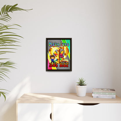 love peace - framed canvas art (rainbow split)