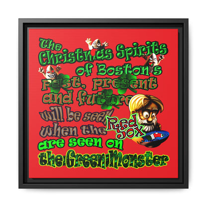 christmas spirits of boston - framed canvas art (red)