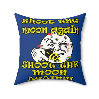 shoot the moon again - Faux Suede Square Pillow - (dark blue)