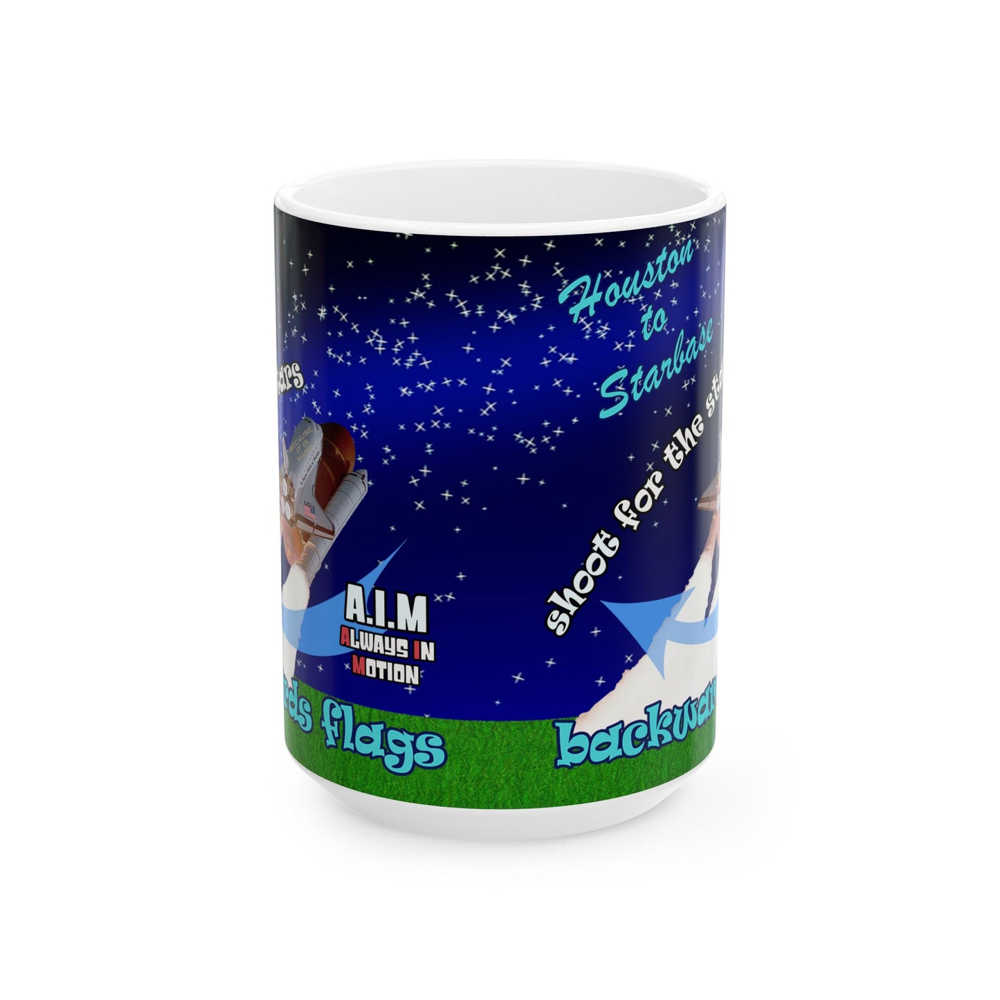 shoot for the stars - White Mug ('snoops' background)