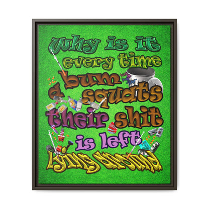 the bum's shit - framed canvas art (green turf)