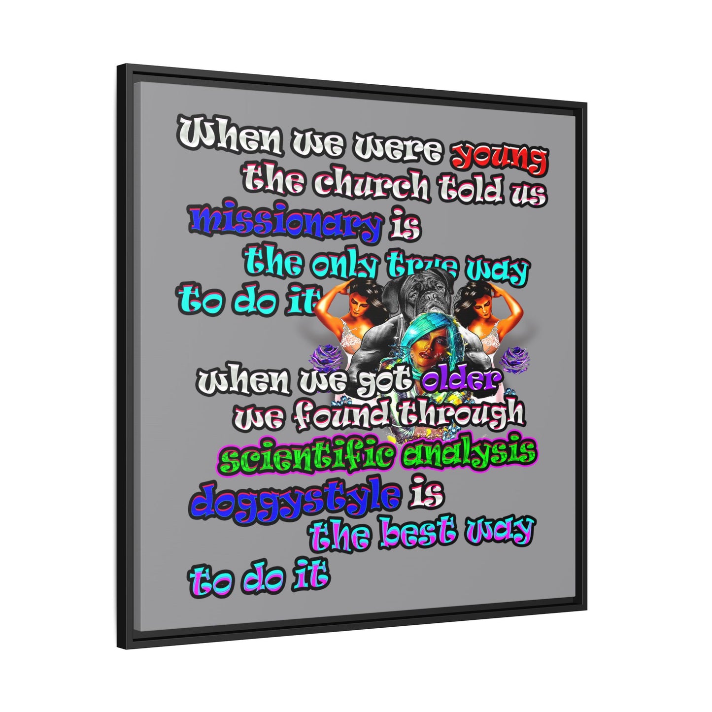 doggystyle - framed canvas art (grey)