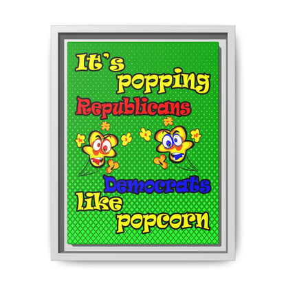 popping like popcorn - framed canvas art (logo green)