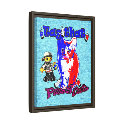 tag that - framed canvas art (faded blue)