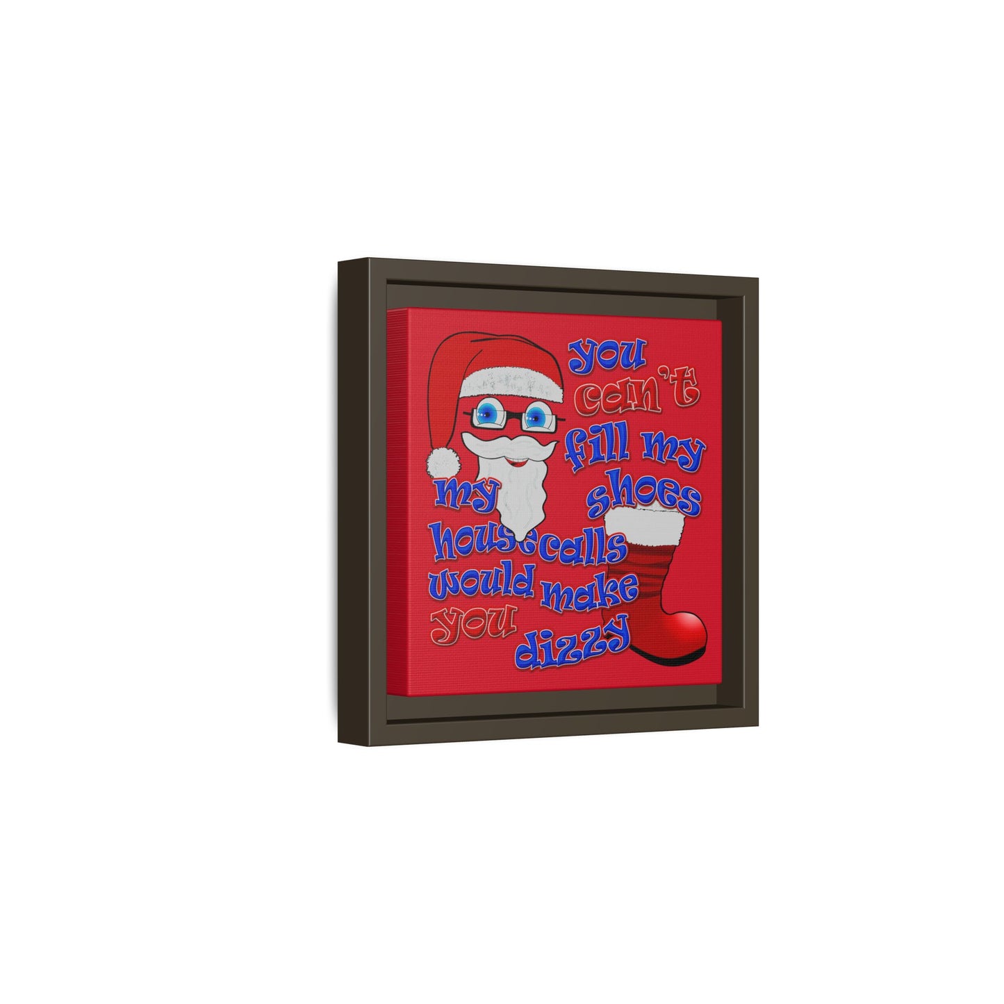 santa's shoes - framed canvas art (dark red)