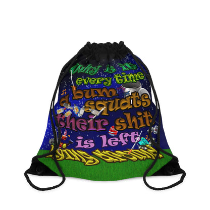 the bum's shit - Drawstring Bag ('snoops' background)